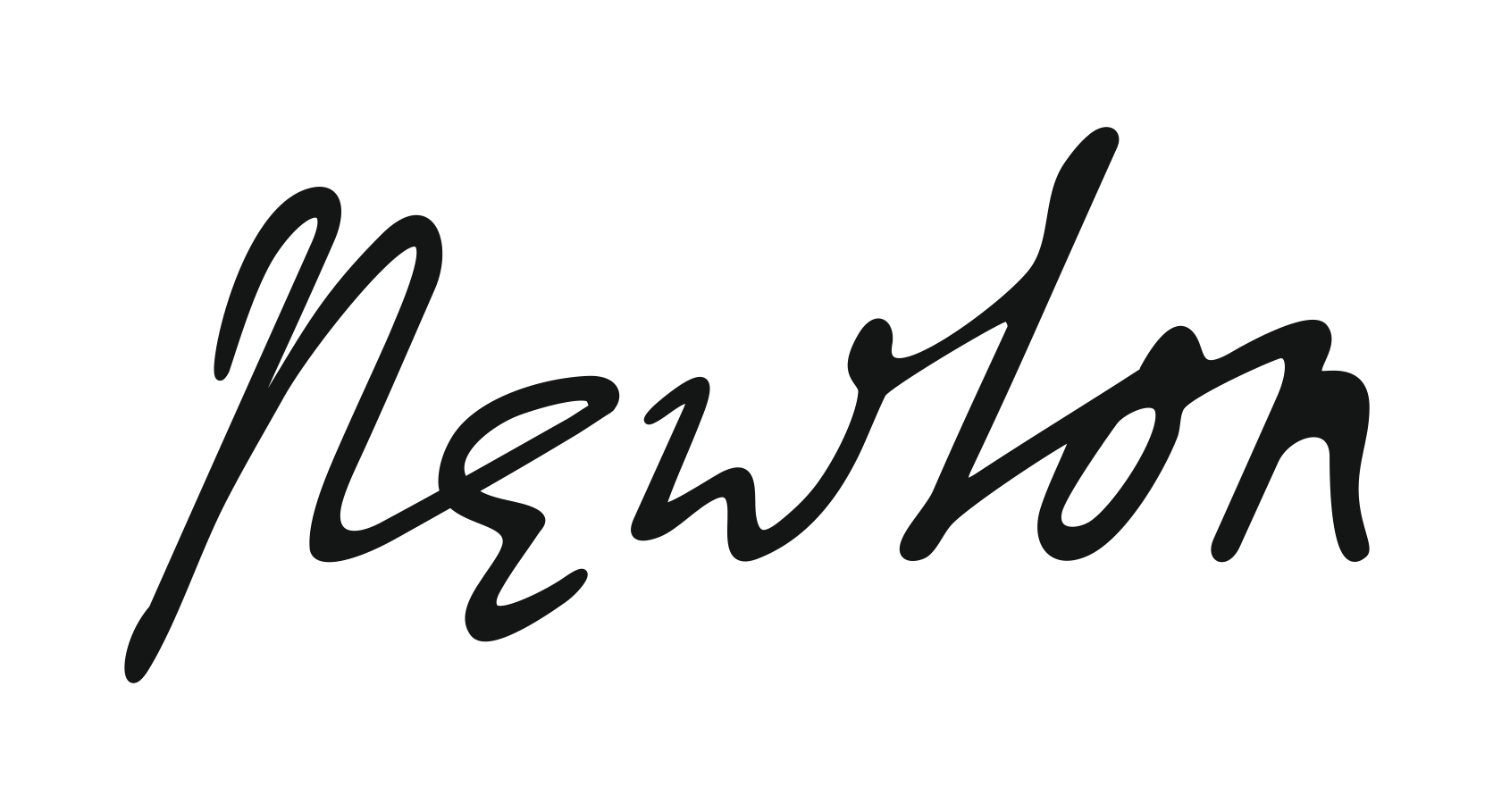Логотип Newton — росчерк чёрным на белом